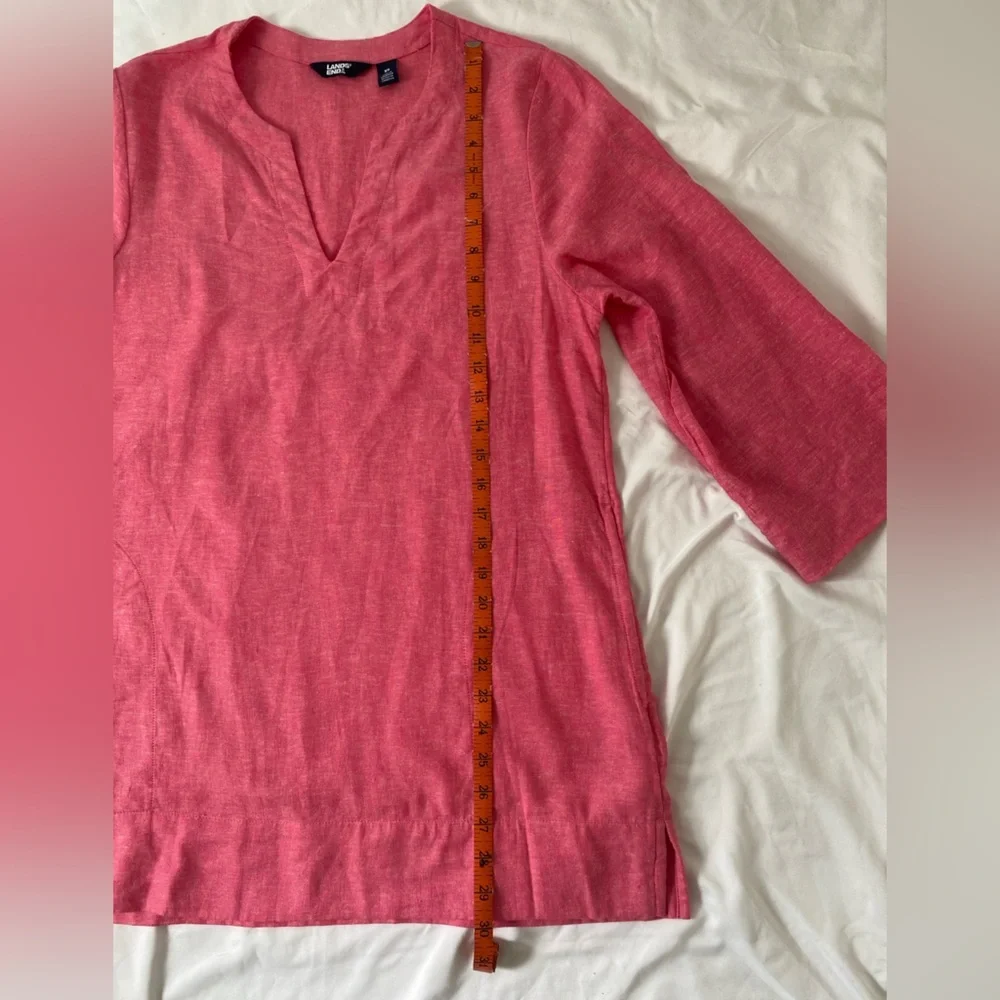 Lands' End Vibrant Pink Linen Blend Blouse, Size XS - Picture 6 of 8